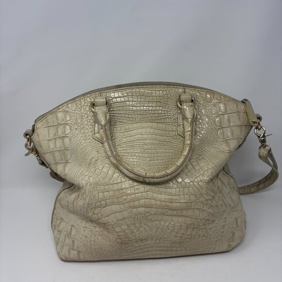 Brahmin cream Duxbury satchel bag embossed leather - Picture 3 of 16